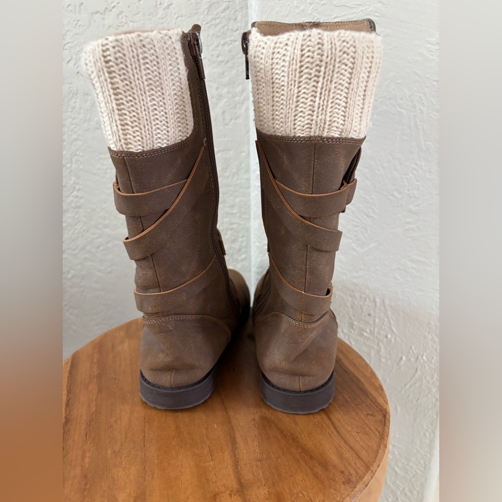 Rachel Shoes Brown Winter Boots with Knit Cuff - Picture 5 of 14
